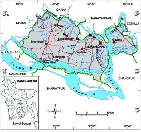 Map of the Munshiganj district of Bangladesh. | Download Scientific Diagram