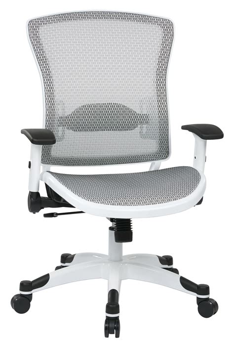 OfficeStar Space Seating 317W-W11C1F2W Series White Mesh Seat & Back Task Chair - WorkSmart