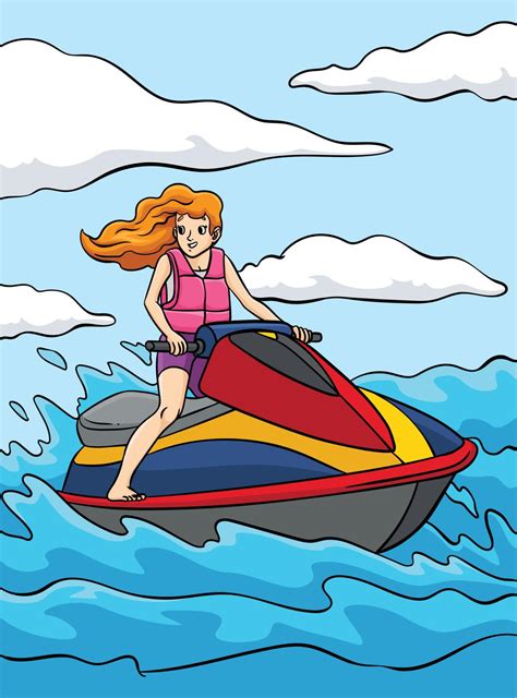 Jet Ski Colored Cartoon Illustration 23058890 Vector Art at Vecteezy