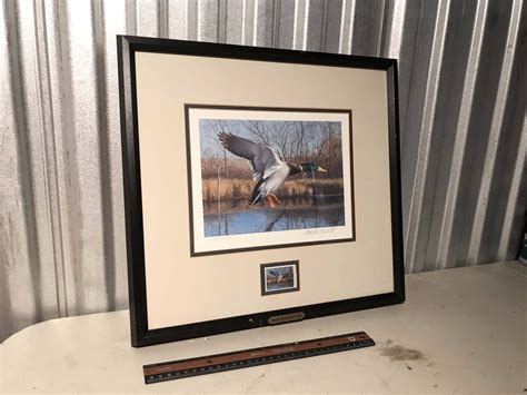 Framed Ducks Unlimited Stamp And Print With Certificate Of Authenticity