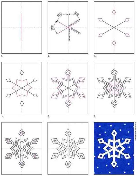 Easy How to Draw a Snowflake Tutorial and Coloring Page