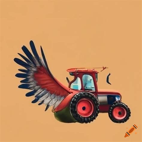 Tractor with bird wings on Craiyon
