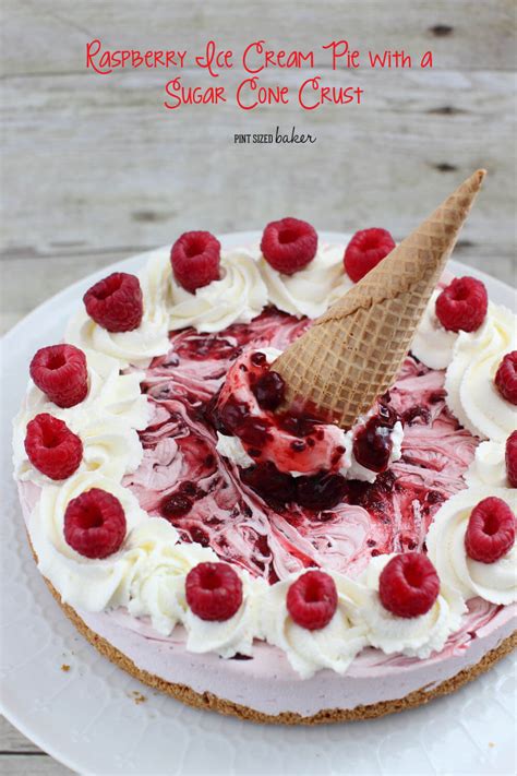 Raspberry Ice Cream Pie with an Ice Cream Cone Crust • Pint Sized Baker