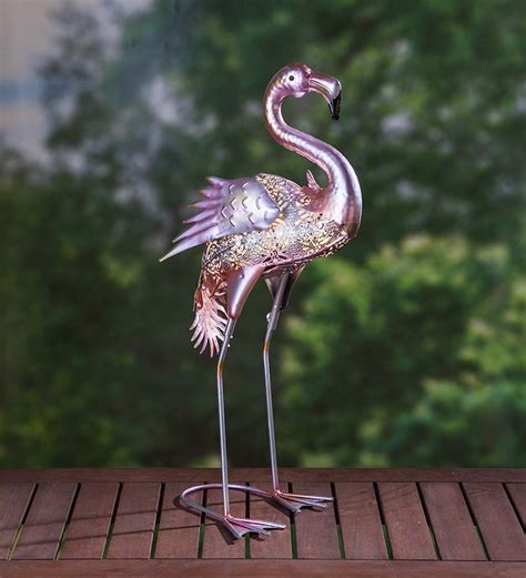 Filigree Metal Lighted Flamingo Garden Statue | Decorative Garden Accents | Our Filigree Metal ...