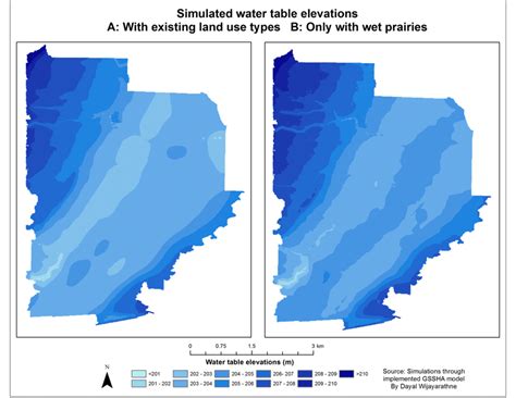 Map showing simulated water table elevations | Download Scientific Diagram