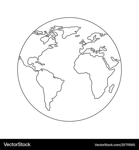 Earth globe template world map line style icon of Vector Image