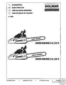 Sachs Dolmar Parts Manual CD 113 116 | eBay