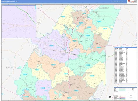 Somerset County, PA Wall Map Color Cast Style by MarketMAPS