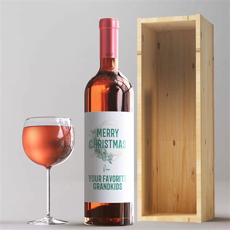 Personalized Merry Christmas Wine Labels - 4 Pack Business Gift Clients - Ritzy Rose