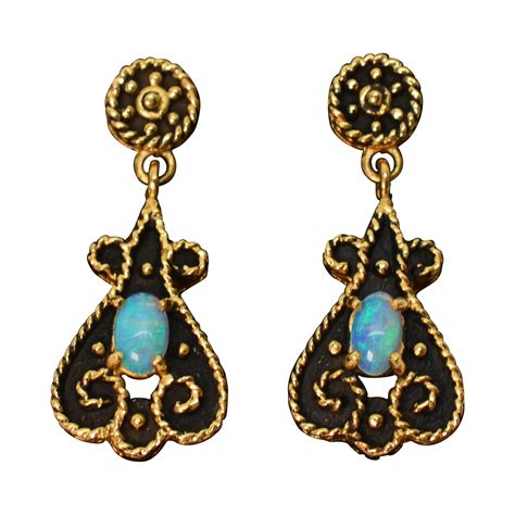 Art Nouveau Opal Gold Drop Earrings at 1stDibs | art deco opal earrings, art nouveau earrings ...