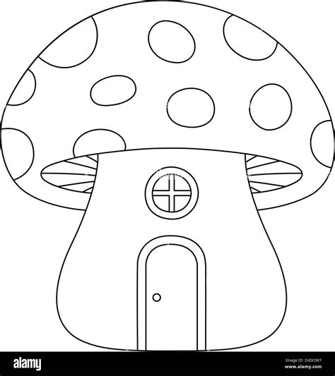 Mushroom House Coloring Page for Kids Stock Vector Image & Art - Alamy