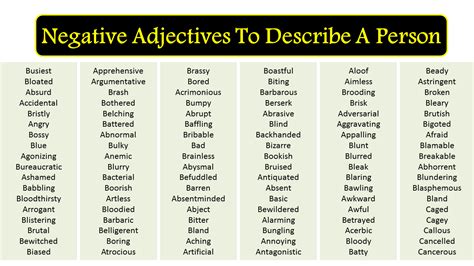 Negative Adjectives To Describe A Person - Vocabulary Point