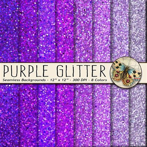 Purple Glitter Digital Paper, Digital Sparkle Paper in Purple, Printable Purple Glitter Paper ...