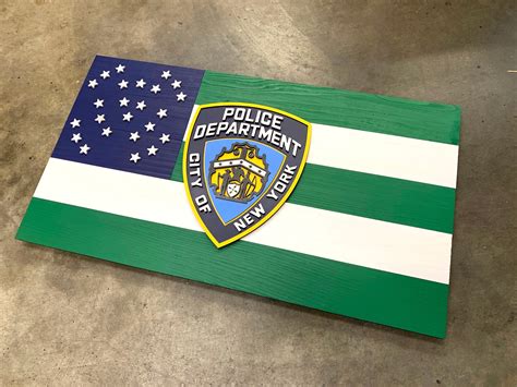 New York City Police Department w/NYPD Shield Wood Flag – Patriot Wood