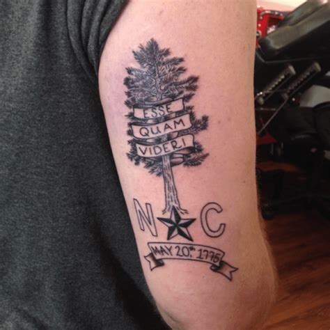Tattoo uploaded by Andrew • North Carolina tribute piece incorporating the state motto, state ...