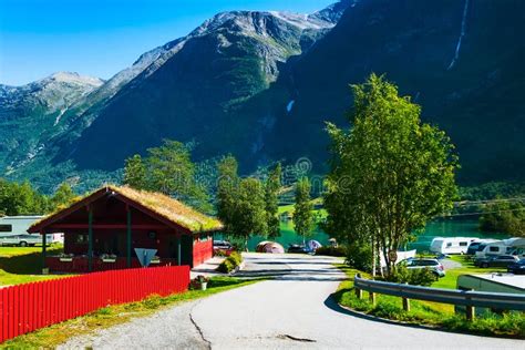 Norway, Olden Camping and Fjord Landscape Stock Image - Image of ...