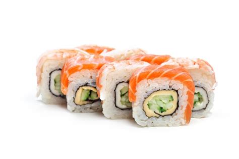 Premium Photo | Sushi roll isolated on white background.