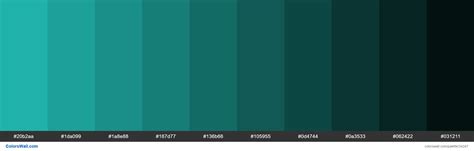 Shades of Light Sea Green #20B2AA hex color | Light sea green, Hex colors, Color coding