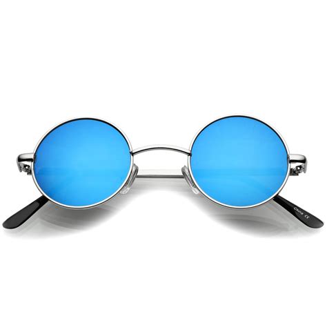 Retro Lennon Round Circle Metal Mirror Lens Sunglasses - zeroUV