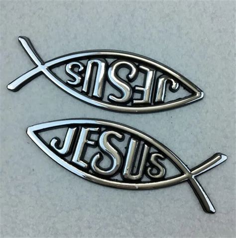 2Pcs/Set Auto Car 3D Metal Christian Jesus Fish Emblem Sticker Car ...