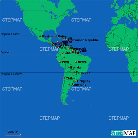 StepMap - Countries of South America - Landkarte für South America