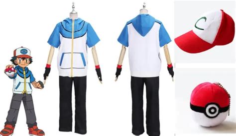 ADULTS KIDS POKEMON Ash Ketchum Costume Cosplay Jacket+Pants +Gloves +Hat +Ball $36.99 - PicClick