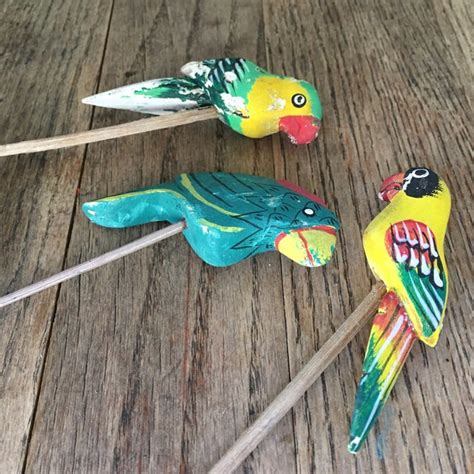 Antique Hand-Carved Bird Ornaments - Set of 3 | Chairish