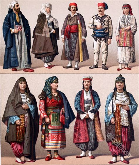 Historical Turkish male and female costumes from the european part.