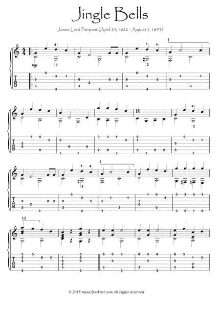 Jingle Bells Easy Guitar Solo By James Lord Pierpont - Digital Sheet Music For Guitar Tab ...