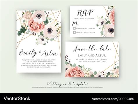 Wedding invite rsvp save the date carad design Vector Image