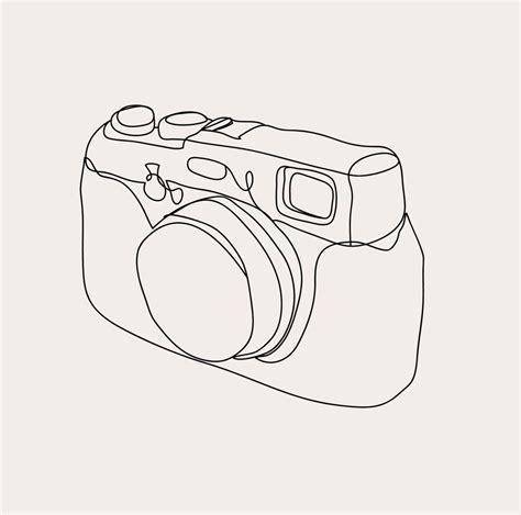 Vintage Polaroid Camera Line Art, Minimalist Outline Drawing, Photography Equipment Illustration ...