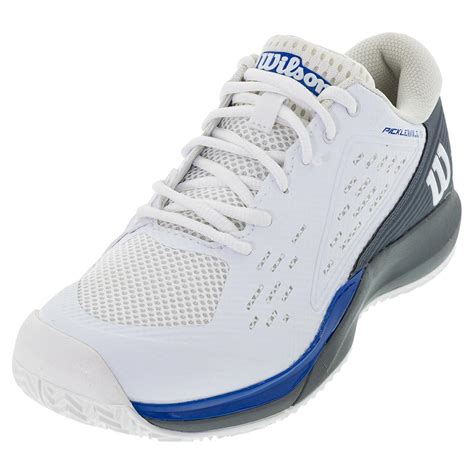 Wilson Men`s Rush Pro Ace Pickler Pickleball Shoes White and Stormy Weather