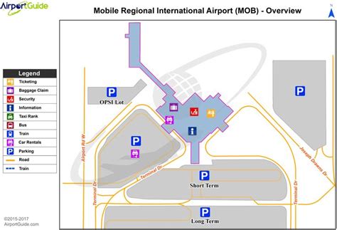 Mobile - Mobile Regional (MOB) Airport Terminal Map - Overview ...