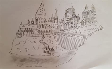 How To Draw Hogwarts Castle Easy Step By Step Drawing Of A Castle ...