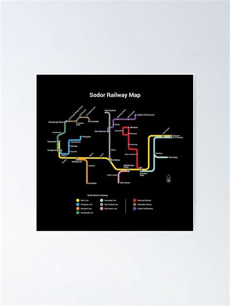 "Sodor Railway Map - TTC Style, Dark" Poster for Sale by lineco | Redbubble