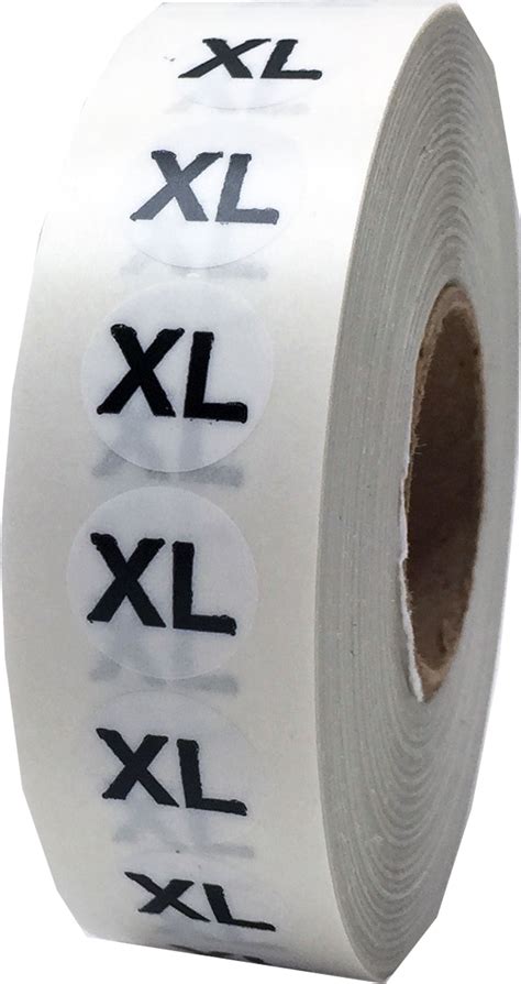 XL Clear Clothing Size Strip Stickers, 3/4 x 4 Inches in Size, 200 ...