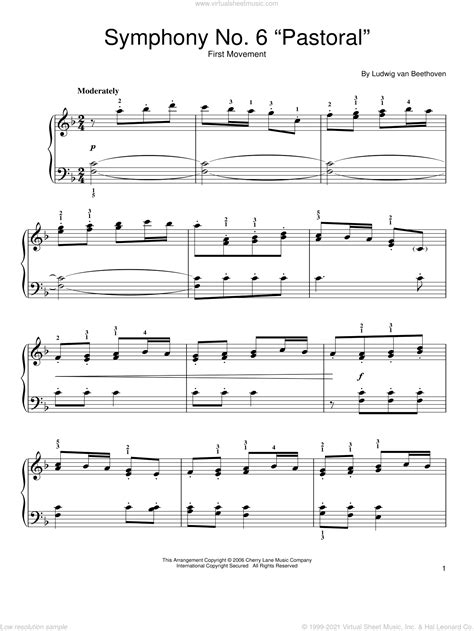 Beethoven - Symphony No. 6 In F Major ("Pastoral") Third Movement sheet music for piano solo