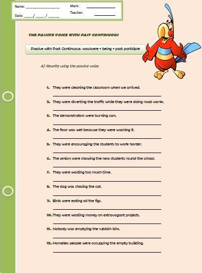 Active Passive Voice Past Continuous Tense Exercises - IMAGESEE