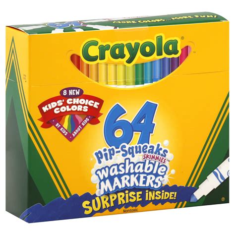 Crayola CYO588764 Pip-Squeaks Skinnies Washable Markers, 64 Colors, 64/Set