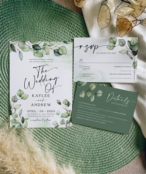Greenery wedding invitation template wedding invitation etsy – Artofit