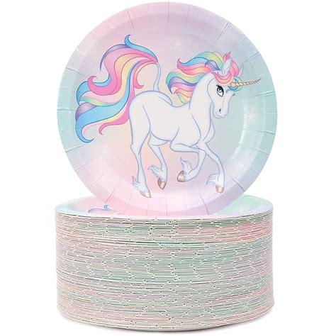 80 Packs Rainbow Unicorn Theme Party Disposable Paper Plates 7" for Birthday Party - Walmart.com ...