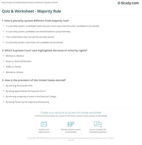 Quiz & Worksheet - Majority Rule | Study.com