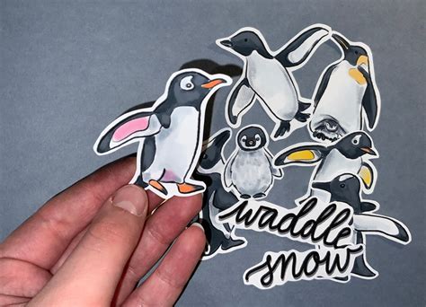 Penguin matte vinyl sticker set | Etsy