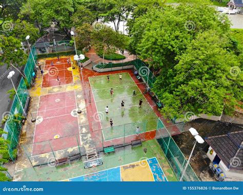 Aerial View of Basketball Court with Players in Public Park in Bangkok. Editorial Photo - Image ...