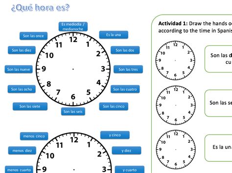 ¿Qué hora es? Spanish KS3 Worksheet - Telling The Time - Reading and Writing - PPT AVAILABLE ...