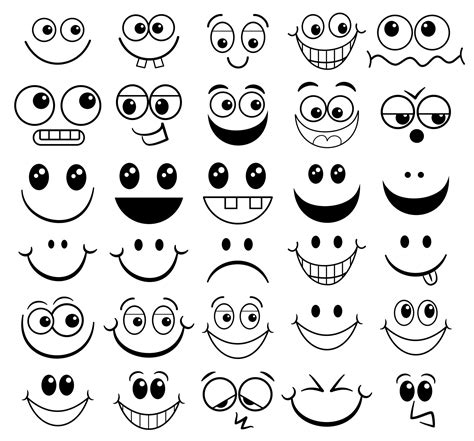 Basic Happy Cartoon Funny Faces 7969498 Vector Art at Vecteezy