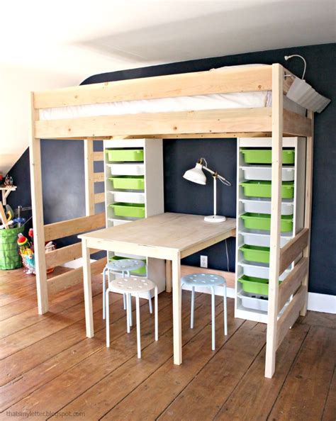 DIY Loft Bed with Desk and Storage