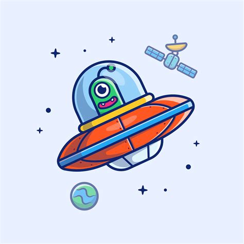 Alien Spaceship Flying In space Cartoon Vector Icon Illustration ...