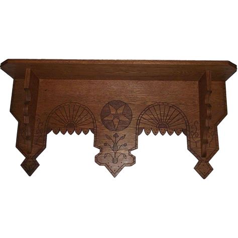 Solid Oak Eastlake Wall Shelf with Carved Tree & Geometric Stars Circa 1890 !!! | Eastlake ...