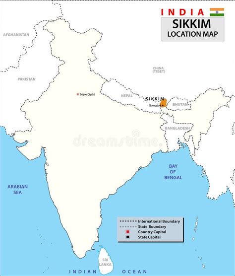 Sikkim Map. Highlight Sikkim Map on India Map with a Boundary Line ...